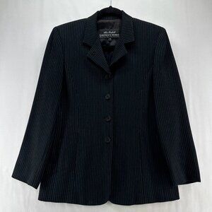 Garfield & Marks Blazer Womens Sz 6 Pinstripe Single Breasted Jacket Black USA